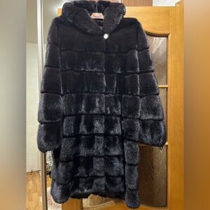 Mink coat with hood